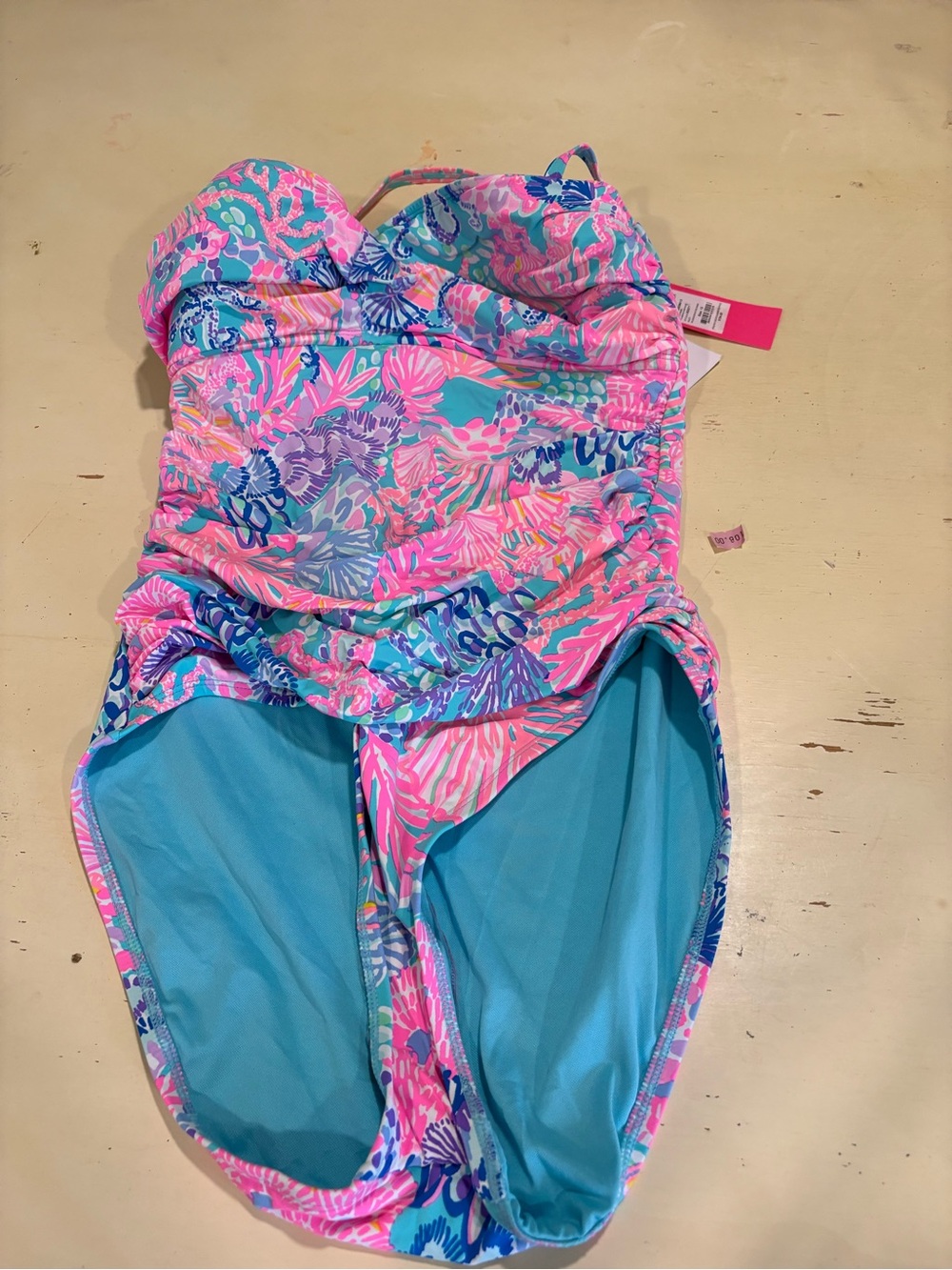 Lilly Pulitzer Pink, Aqua & Purple Floral One-Piece Swimsuit nwt 12